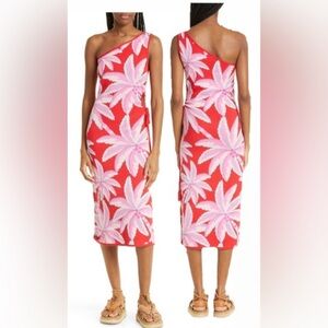 FARM Rio Red and Pink side opening dress. New without tags in size large.